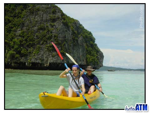 Kayakers in Maya bay in Phi Phi Ley island