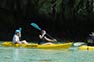 Three kayakers on Maya bay