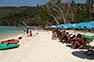 Phi Phi Island beach umbrellas and sun lounges