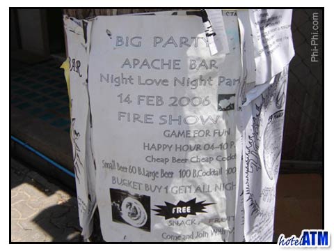 Phi Phi Island Apache Bar flyer for fire shows