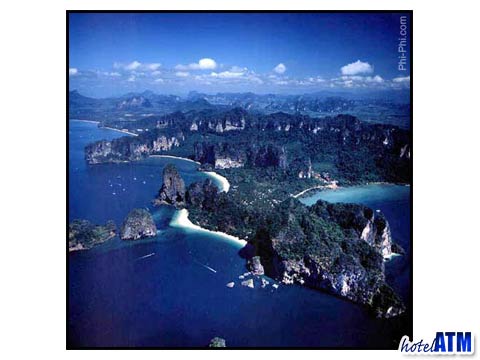 Aerial picture of Phranang and Railay in Krabi