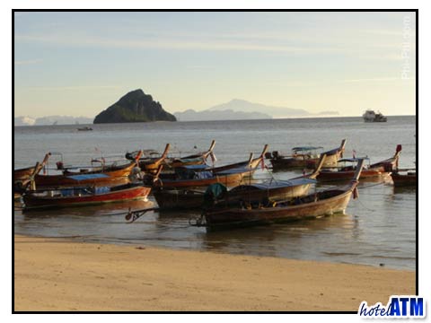 Phi Phi Island longtail boats at Laem Tong Beach
