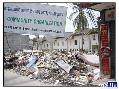 Phi Phi Island destruction next to Siam UK Photo just after the Tsunami clean up