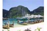 Ferry pier and Tonsai Bay on Phi Phi in August