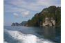 Passing Tonsai Bay Phi Phi by speedboat