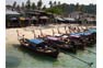 Longtail Taxi Boats anchored in Tonsai Bay Phi Phi