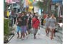 Tourists on the walkways of Phi Phi Island