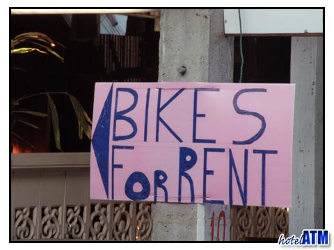 Bikes for rent sign on Phi Phi Island