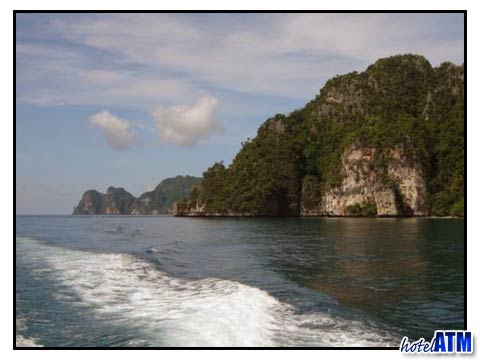 Passing the Phi Phi Islands in a rented speed boat