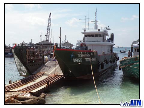 Transport ship bringing construciton materials to Phi Phi