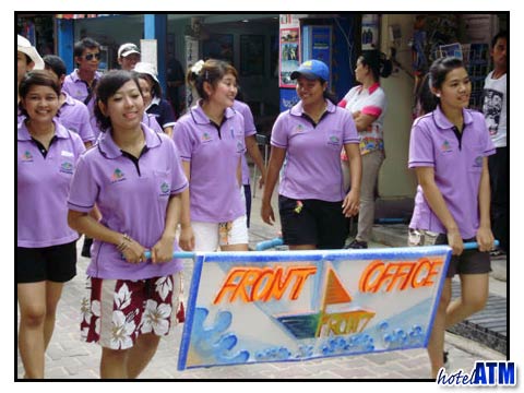 Hotel front desk employees procession at Phi Phi Islands Hotel Sports Day 2008