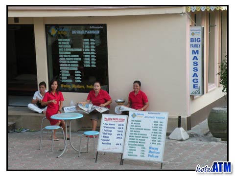 Thai massage girls outside their parlor on Phi Phi Island