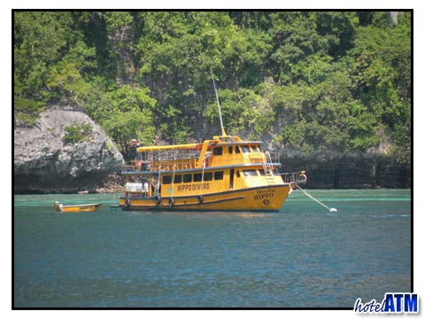 Yellow Hippo Divers Boat In The Phi Phi Bay