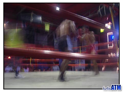 Muay Thai fight in progress in the Reggae Bar Phi Phi