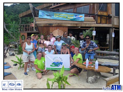 Phi Phi clean up team with Greenfins Logo