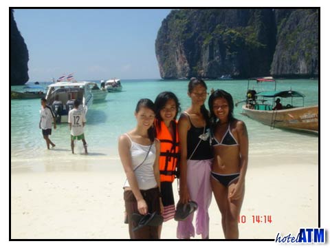 Tourists On Maya Bay Phi Phi Ley