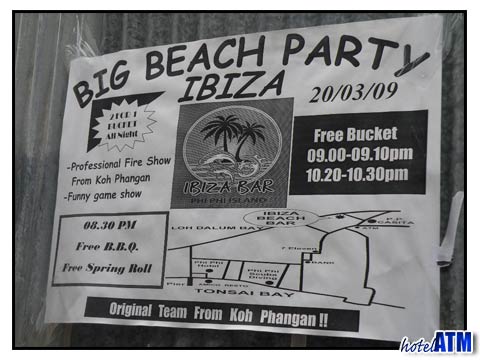 Flyers for the Ibiza Beach Party on Phi Phi Island