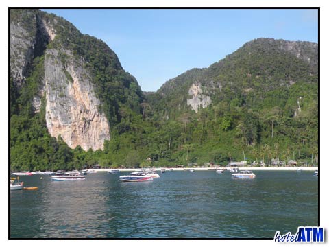 Phi Phi Don and Tonsai Bay from The Sea Angel Ferry